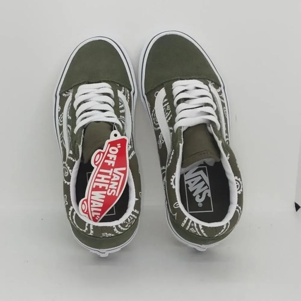 VANS OLD SKOOL Womens New w/Tags Green & White Paisley Skate Sneakers - sz. 5